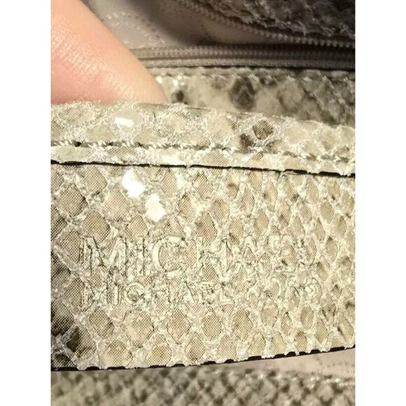 Gray Python Snakeskin Michael Kors Satchel Handbag W/Gold Hardware - Picture 8 of 8